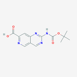 molecular formula C13H14N4O4 B13026524 2-(Tert-butoxycarbonylamino)pyrido[4,3-d]pyrimidine-7-carboxylic acid 