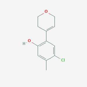 molecular formula C12H13ClO2 B13026555 4-Chloro-2-(3,6-dihydro-2H-pyran-4-YL)-5-methylphenol 