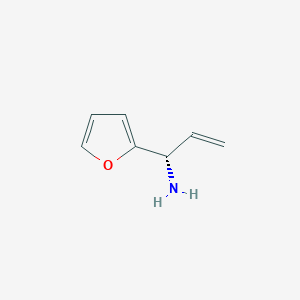 molecular formula C7H9NO B13026602 (1S)-1-(2-Furyl)prop-2-enylamine 