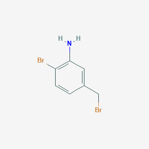 molecular formula C7H7Br2N B13026606 2-Bromo-5-(bromomethyl)aniline 