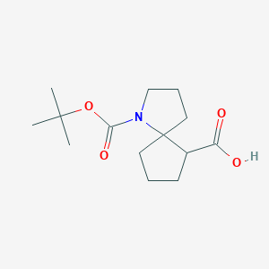 molecular formula C14H23NO4 B13026613 1-(tert-Butoxycarbonyl)-1-azaspiro[4.4]nonane-6-carboxylic acid 