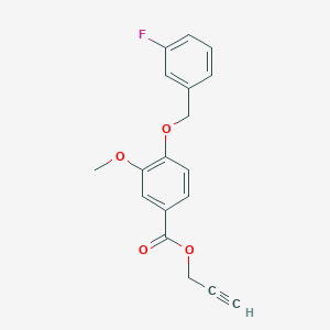 molecular formula C18H15FO4 B13026623 Prop-2-yn-1-yl 4-((3-fluorobenzyl)oxy)-3-methoxybenzoate 