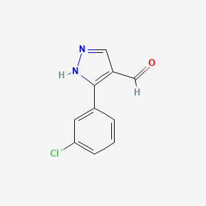 molecular formula C10H7ClN2O B1302663 3-(3-氯苯基)-1H-吡唑-4-甲醛 CAS No. 681260-24-2