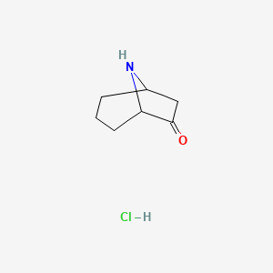 molecular formula C7H12ClNO B13026654 8-Azabicyclo[3.2.1]octan-6-onehydrochloride 