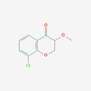 molecular formula C10H9ClO3 B13026657 8-Chloro-3-methoxy-3,4-dihydro-2H-1-benzopyran-4-one 