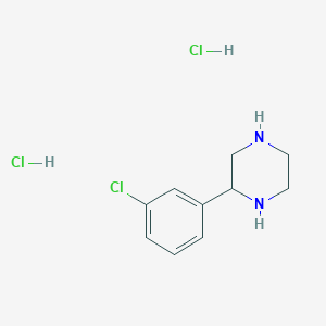 molecular formula C10H15Cl3N2 B13026662 2-(3-Chlorophenyl)piperazinedihydrochloride 