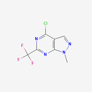 molecular formula C7H4ClF3N4 B13026740 4-Chloro-1-methyl-6-(trifluoromethyl)-1H-pyrazolo[3,4-D]pyrimidine 