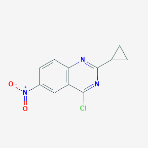 molecular formula C11H8ClN3O2 B13027164 4-Chloro-2-cyclopropyl-6-nitroquinazoline 