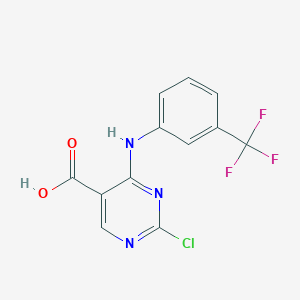 molecular formula C12H7ClF3N3O2 B13027165 2-Chloro-4-(3-(trifluoromethyl)phenylamino)pyrimidine-5-carboxylic acid 