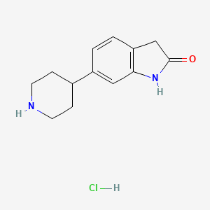 molecular formula C13H17ClN2O B13027196 6-(Piperidin-4-yl)indolin-2-one hydrochloride CAS No. 1137949-86-0