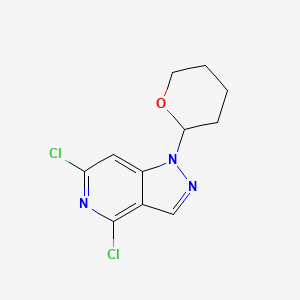 molecular formula C11H11Cl2N3O B13027239 4,6-dichloro-1-(tetrahydro-2H-pyran-2-yl)-1H-pyrazolo[4,3-c]pyridine 