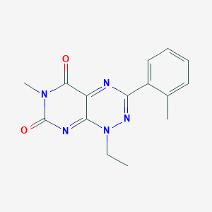 molecular formula C15H15N5O2 B13027385 1-Ethyl-6-methyl-3-(o-tolyl)pyrimido[5,4-e][1,2,4]triazine-5,7(1H,6H)-dione 