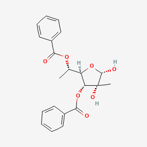 molecular formula C21H22O7 B13027446 [(2R,3R,4R,5S)-2-[(1S)-1-benzoyloxyethyl]-4,5-dihydroxy-4-methyloxolan-3-yl] benzoate 