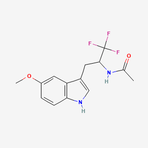 molecular formula C14H15F3N2O2 B13027576 N-(1,1,1-Trifluoro-3-(5-methoxy-1H-indol-3-YL)propan-2-YL)acetamide 