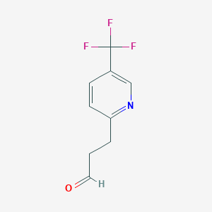 molecular formula C9H8F3NO B13027620 3-(5-(Trifluoromethyl)pyridin-2-yl)propanal 