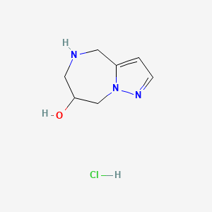 molecular formula C7H12ClN3O B13027647 5,6,7,8-Tetrahydro-4H-pyrazolo[1,5-A][1,4]diazepin-7-OL hcl 