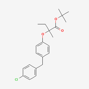 molecular formula C22H27ClO3 B13027675 Butanoic acid, 2-(4-((4-chlorophenyl)methyl)phenoxy)-2-methyl-, 1,1-dimethylethyl ester, (+-)- CAS No. 71548-97-5