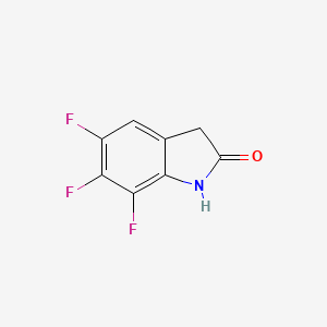 molecular formula C8H4F3NO B13027746 5,6,7-Trifluoroindolin-2-one 