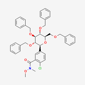 molecular formula C43H44ClNO7 B13027867 2-chloro-N-methoxy-N-methyl-5-[(2S,3S,4R,5R,6R)-3,4,5-tris(benzyloxy)-6-[(benzyloxy)methyl]oxan-2-yl]benzamide CAS No. 842133-81-7