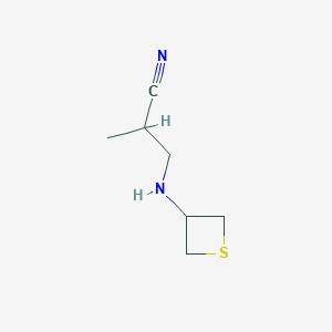 molecular formula C7H12N2S B13028012 2-Methyl-3-(thietan-3-ylamino)propanenitrile 