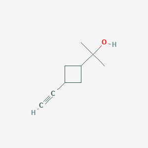 molecular formula C9H14O B13028015 2-(3-Ethynylcyclobutyl)propan-2-ol 