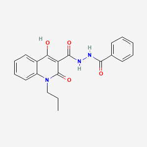 molecular formula C20H19N3O4 B13028125 4-hydroxy-2-oxo-N'-(phenylcarbonyl)-1-propyl-1,2-dihydroquinoline-3-carbohydrazide 