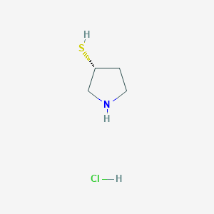 molecular formula C4H10ClNS B13028155 (3R)-pyrrolidine-3-thiol hydrochloride 