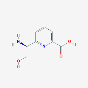 molecular formula C8H10N2O3 B13028203 6-((1s)-1-Amino-2-hydroxyethyl)pyridine-2-carboxylic acid 