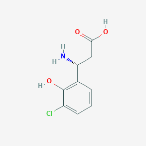 molecular formula C9H10ClNO3 B13028217 (3R)-3-Amino-3-(3-chloro-2-hydroxyphenyl)propanoic acid 