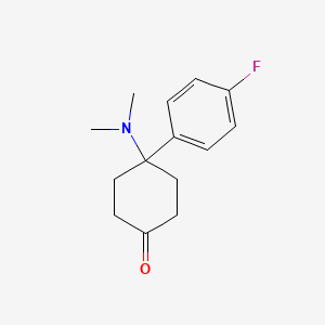 molecular formula C14H18FNO B13028257 Cyclohexanone, 4-(4-fluorophenyl)-4-(dimethylamino)- 