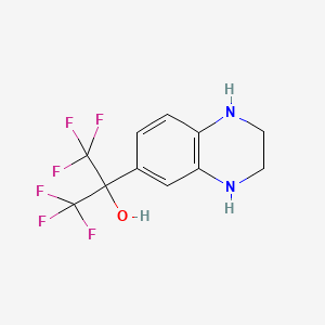 molecular formula C11H10F6N2O B13028265 1,1,1,3,3,3-Hexafluoro-2-(1,2,3,4-tetrahydroquinoxalin-6-YL)propan-2-OL 