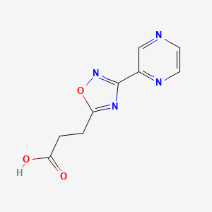 molecular formula C9H8N4O3 B1302841 3-(3-Pyrazin-2-yl-1,2,4-oxadiazol-5-yl)propanoic acid CAS No. 849925-05-9