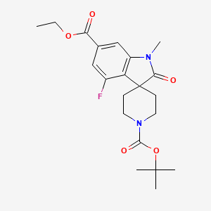 molecular formula C21H27FN2O5 B13028470 1'-tert-Butyl 6-ethyl 4-fluoro-1-methyl-2-oxospiro[indoline-3,4'-piperidine]-1',6-dicarboxylate 