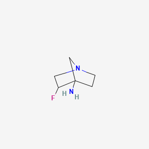 molecular formula C6H11FN2 B13028555 3-Fluoro-1-azabicyclo[2.2.1]heptan-4-amine 