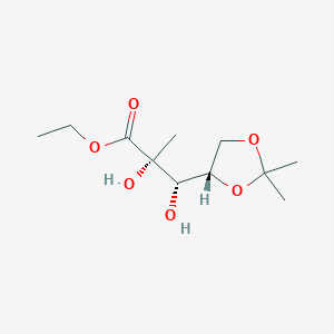 molecular formula C11H20O6 B13028645 (2R,3S)-ethyl 3-((S)-2,2-diMethyl-1,3-dioxolan-4-yl)-2,3-dihydroxy-2-Methylpropanoate 