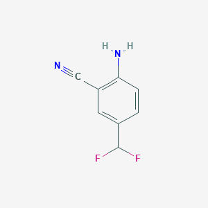 molecular formula C8H6F2N2 B13028728 2-Amino-5-(difluoromethyl)benzonitrile 