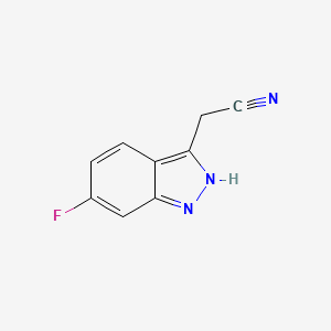 molecular formula C9H6FN3 B13028736 2-(6-Fluoro-1H-indazol-3-YL)acetonitrile 