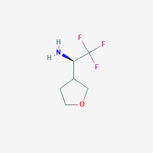 molecular formula C6H10F3NO B13028777 (1R)-2,2,2-Trifluoro-1-(tetrahydrofuran-3-YL)ethan-1-amine 