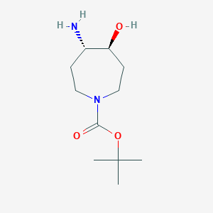 molecular formula C11H22N2O3 B13028796 tert-Butyl trans-4-amino-5-hydroxyazepane-1-carboxylate 