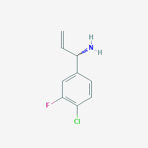 molecular formula C9H9ClFN B13028830 (1S)-1-(4-Chloro-3-fluorophenyl)prop-2-enylamine 