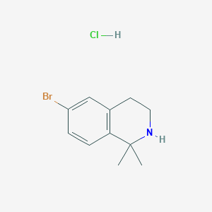 molecular formula C11H15BrClN B13028848 6-Bromo-1,1-dimethyl-1,2,3,4-tetrahydroisoquinolinehydrochloride 