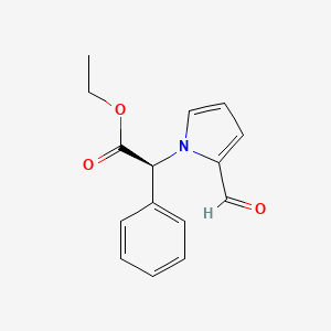 molecular formula C15H15NO3 B13028894 Ethyl (2S)-(2-formyl-1H-pyrrol-1-YL)(phenyl)acetate 