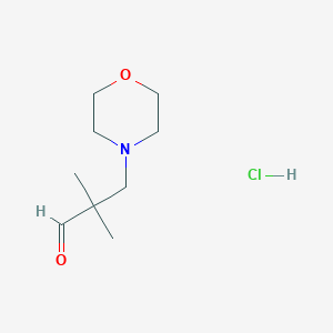 molecular formula C9H18ClNO2 B13029010 2,2-Dimethyl-3-morpholinopropanal hydrochloride 