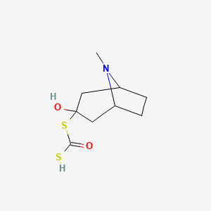 molecular formula C9H15NO2S2 B13029032 (8-methyl-3-oxidanyl-8-azabicyclo[3.2.1]octan-3-yl)sulfanylmethanethioic S-acid CAS No. 908266-45-5