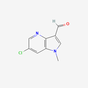 molecular formula C9H7ClN2O B13029054 6-chloro-1-methyl-1H-pyrrolo[3,2-b]pyridine-3-carbaldehyde 