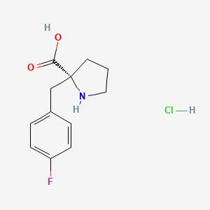 molecular formula C12H15ClFNO2 B1302910 (R)-2-(4-Fluorobenzyl)pyrrolidine-2-carboxylic acid hydrochloride CAS No. 637020-68-9