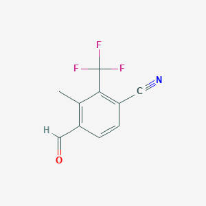 molecular formula C10H6F3NO B13029106 4-Formyl-3-methyl-2-(trifluoromethyl)benzonitrile 