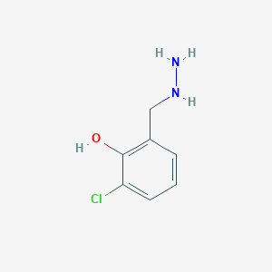 molecular formula C7H9ClN2O B13029112 2-Chloro-6-(hydrazinylmethyl)phenol 