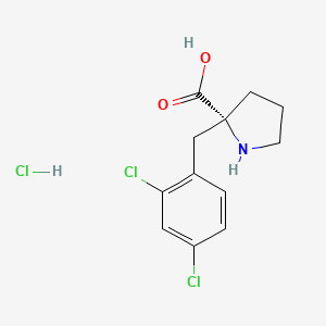 molecular formula C12H14Cl3NO2 B1302913 (R)-2-(2,4-Dichlorobenzyl)pyrrolidine-2-carboxylic acid hydrochloride CAS No. 1049727-74-3