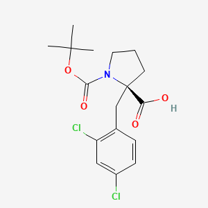 molecular formula C17H21Cl2NO4 B1302914 (R)-1-(tert-Butoxycarbonyl)-2-(2,4-dichlorobenzyl)pyrrolidine-2-carboxylic acid CAS No. 959576-44-4